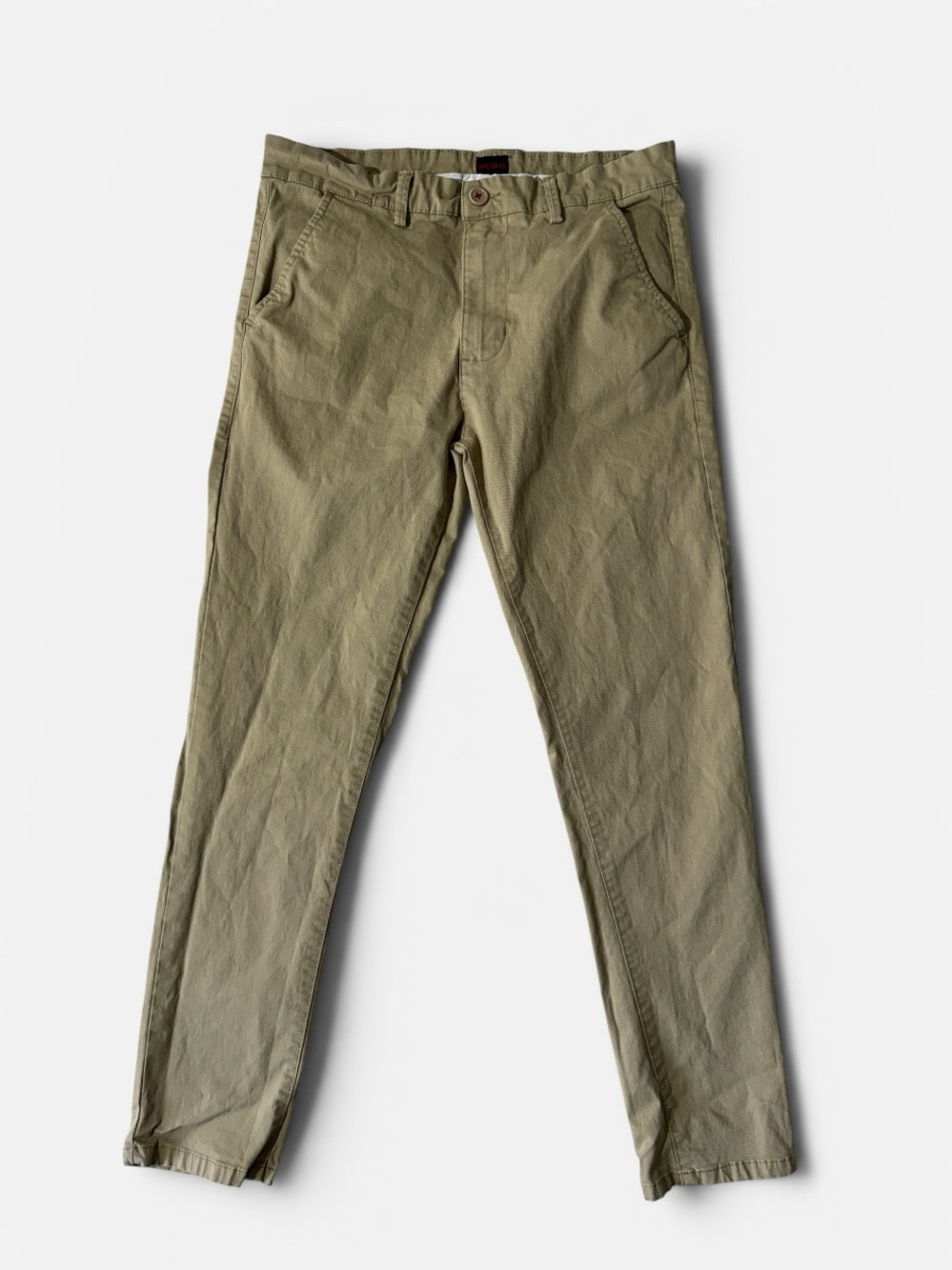 Hugo Boss mens 30x32 skinny fit beige tan khaki chino pants EUC